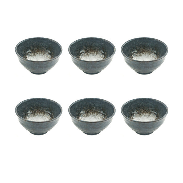 Charcoal Reactive Rice Bowl 4.75"D, Set of 6