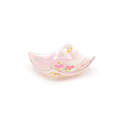 Japanese Kawamura Glass Tea Cup & Plate Set (Pink)