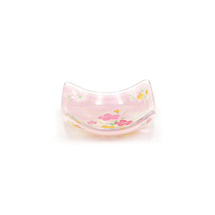 Japanese Kawamura Glass Tea Cup & Plate Set (Pink)