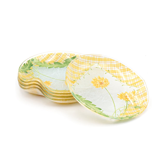 Japanese Kawamura Glass Dessert Bowl & Plate Set (Yellow)