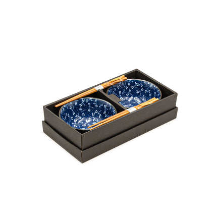 Japanese Dragonfly Noodle Bowl Set for 2 - Blue