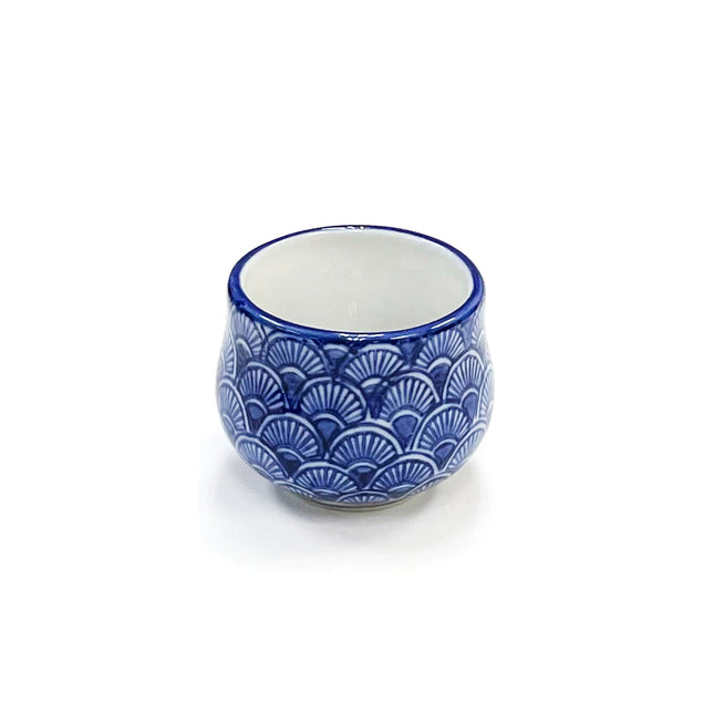 Blue Shell Pattern Porcelain Sake Cup Set of 5