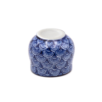 Blue Shell Pattern Porcelain Sake Cup Set of 5