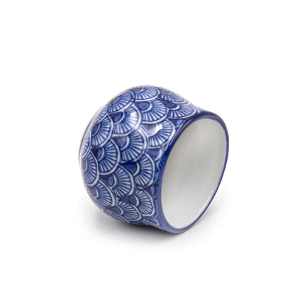 Blue Shell Pattern Porcelain Sake Cup Set of 5