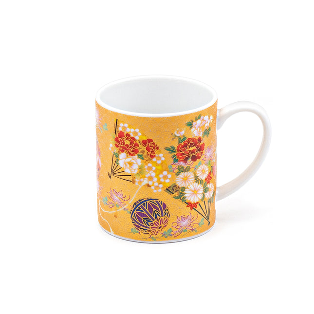 Gold & Flower Mug 3"Dx3.5"H