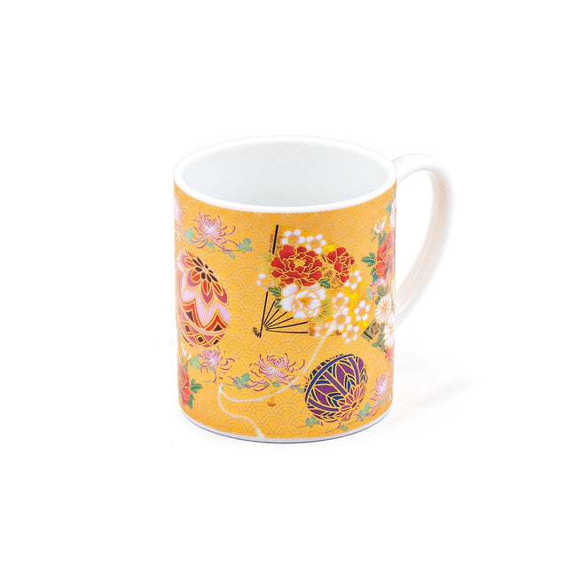 Gold & Flower Mug 3"Dx3.5"H