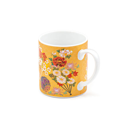 Gold & Flower Mug 3"Dx3.5"H