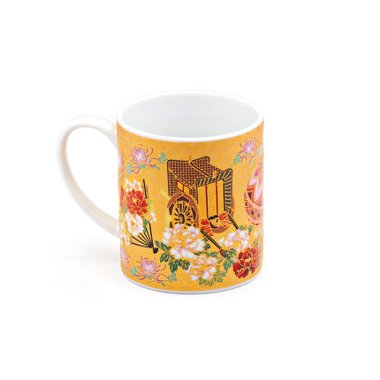 Gold & Flower Mug 3"Dx3.5"H