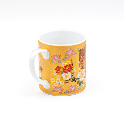 Gold & Flower Mug 3"Dx3.5"H