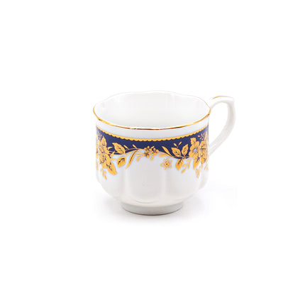 Japanese Royal Blue & Gold Floral Tea Cup and Saucer 12PC Set