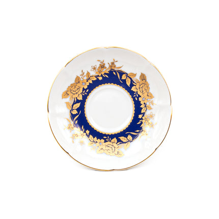 Japanese Royal Blue & Gold Floral Tea Cup and Saucer 12PC Set