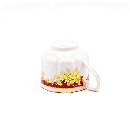 Japanese Royal Red & Gold Floral Tea Cup and Saucer 12PC Set