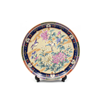 Japanese Ceramic Decorative Plate with Holder