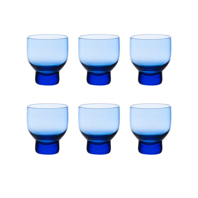 Blue Glass Sake Cup - Set of 6