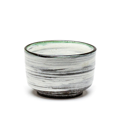 Matcha Bowl  4D" x 2.5"H - White Striped