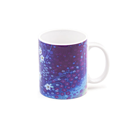 Purple Ceramic Mug with Floral Pattern
