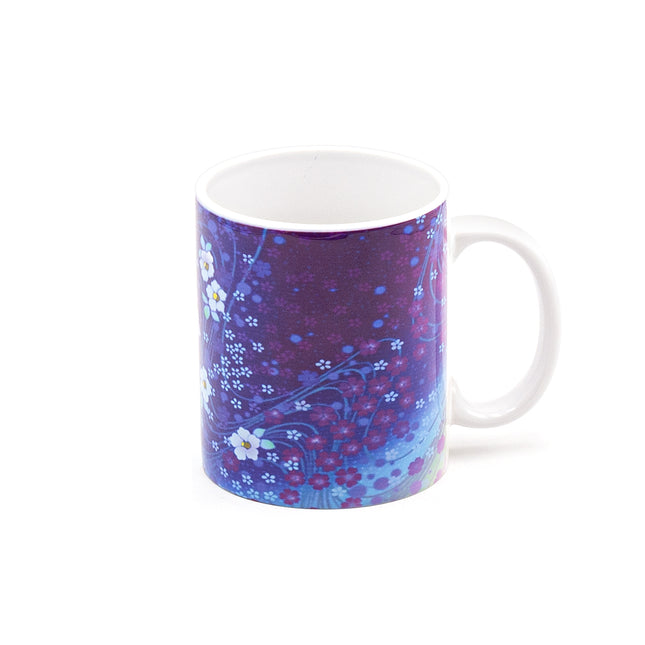Purple Ceramic Mug with Floral Pattern