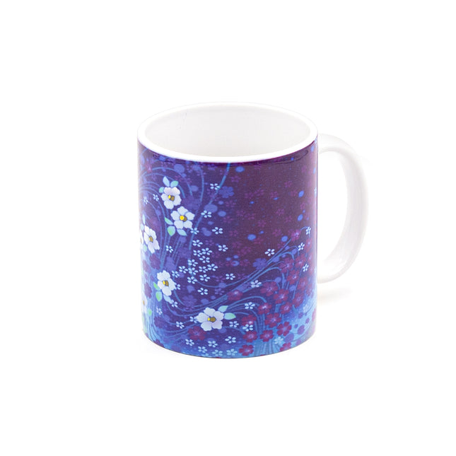 Purple Ceramic Mug with Floral Pattern