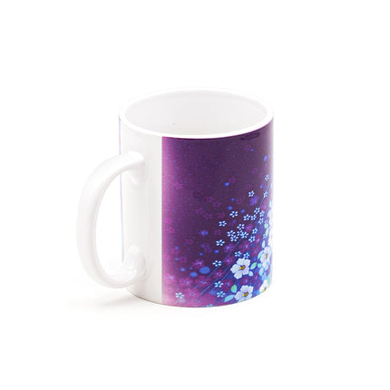 Purple Ceramic Mug with Floral Pattern