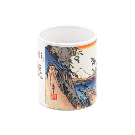 Japanese Ceramic Mug with Mount Fuji, Saruga Bay, and Sailboat Designs