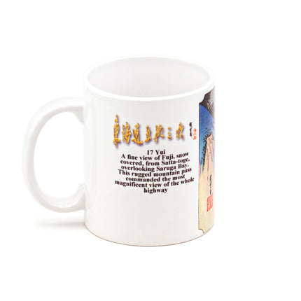 Japanese Ceramic Mug with Mount Fuji, Saruga Bay, and Sailboat Designs