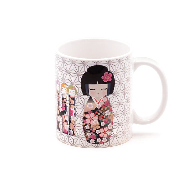 Kokeshi Dolls Japanese Coffee Mug 4"H, 11oz