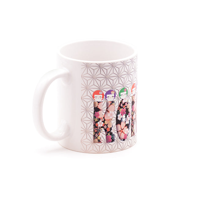 Kokeshi Dolls Japanese Coffee Mug 4"H, 11oz