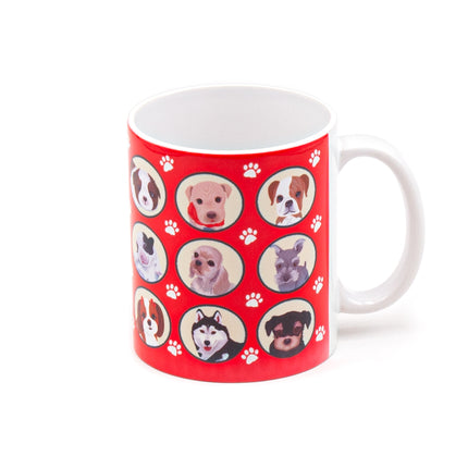 Red Ceramic Mug with Puppy Design 11oz