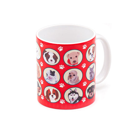 Red Ceramic Mug with Puppy Design 11oz