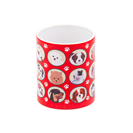 Red Ceramic Mug with Puppy Design 11oz