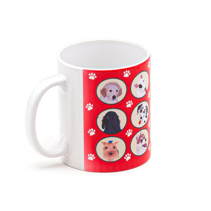 Red Ceramic Mug with Puppy Design 11oz