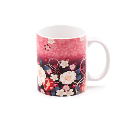Pink Floral Porcelain Cup 11 oz