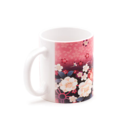 Pink Floral Porcelain Cup 11 oz