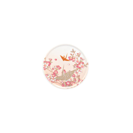 Japanese Tea Cup with Strainer Lid Cherry Blossom Origami Crane Pattern