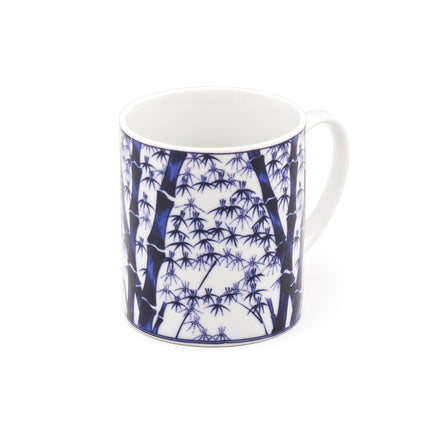 Blue Ceramic Mug Bamboo Design 8oz