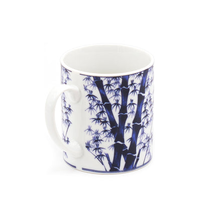 Blue Ceramic Mug Bamboo Design 8oz