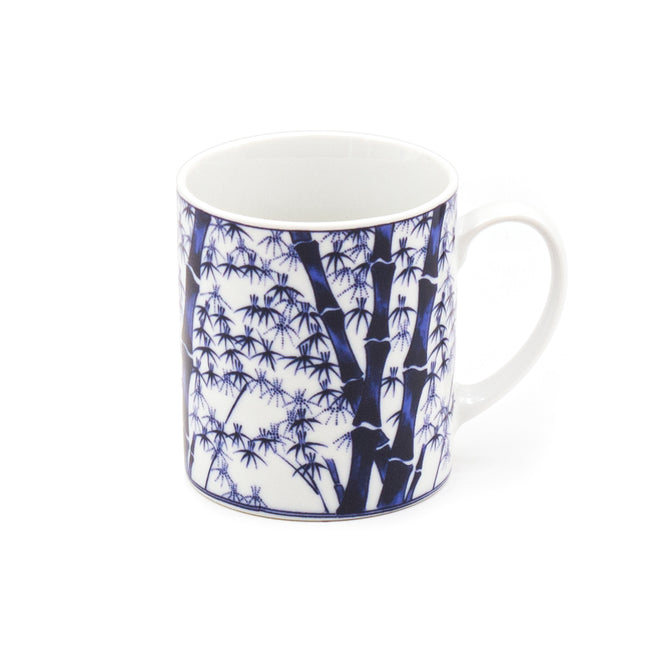 Blue Ceramic Mug Bamboo Design 8oz