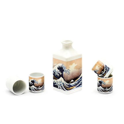 The Great Wave Off Kanagawa Square Bottle Sake Set