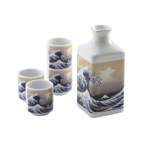 The Great Wave Off Kanagawa Square Bottle Sake Set