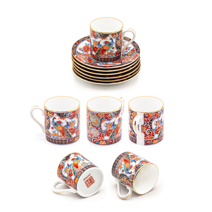 Imari Porcelain Coffee Set - 6 Cups & 6 Saucers