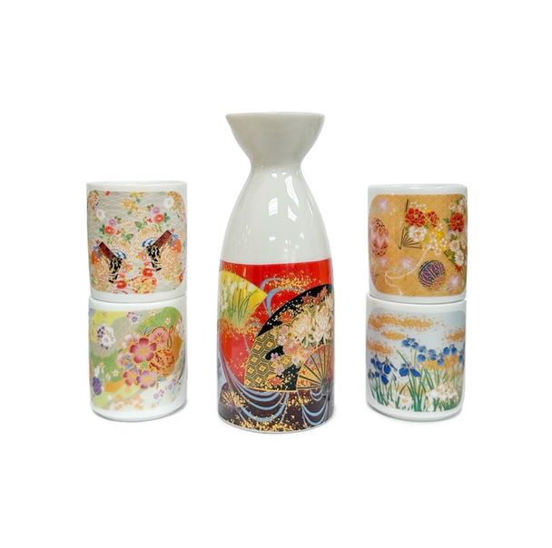 Japanese Flower Sake Set