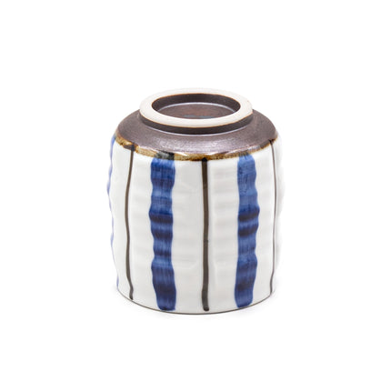 Japanese Handcrafted Teacup, Blue Stipe Pattern