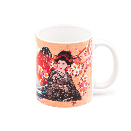 Japanese Ceramic Mug with Iconic Japanese Kimono Woman