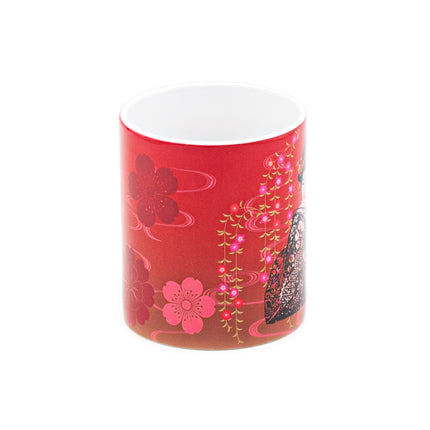 Japanese Ceramic Mug with Iconic Japanese Kimono Woman (Red)