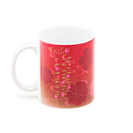 Japanese Ceramic Mug with Iconic Japanese Kimono Woman (Red)