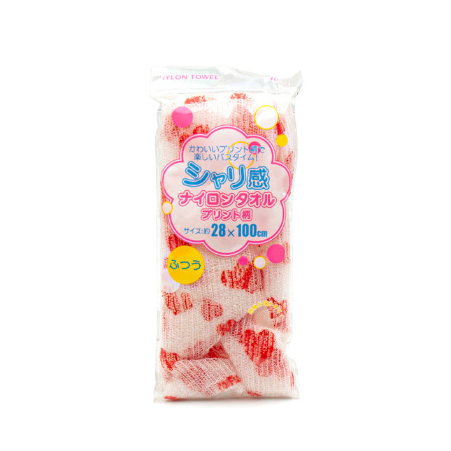 Japanese Nylon Wash Cloth, Heart Pattern