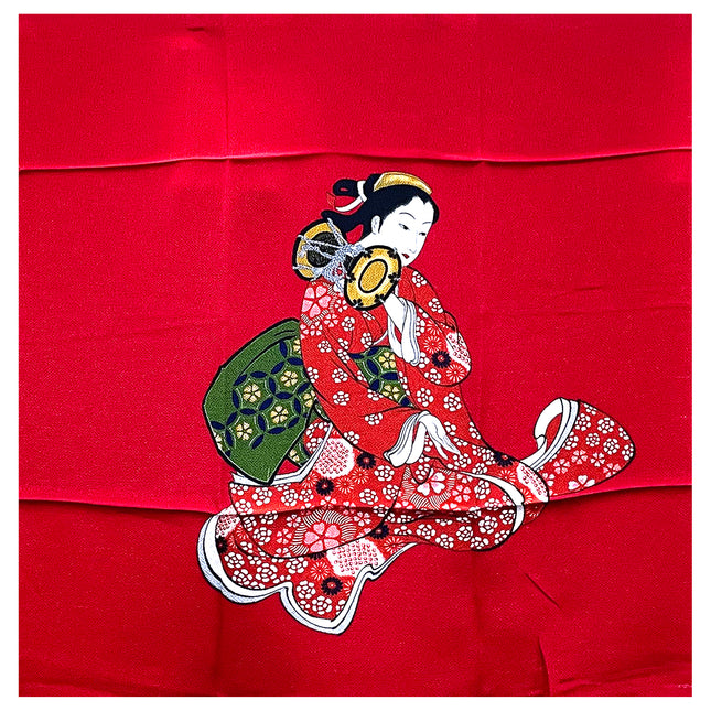 Woman in Kimono Playing Tsuzumi Furoshiki Art