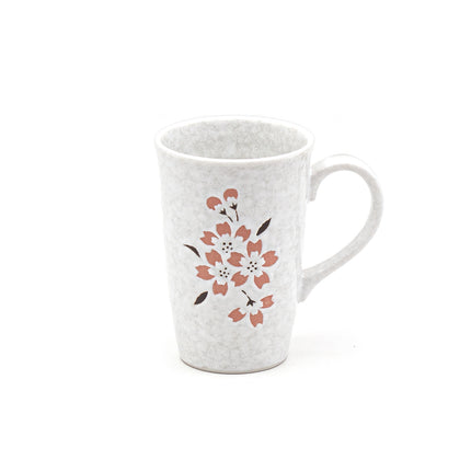White Ceramic Mug with Delicate Pink Cherry Blossom Design