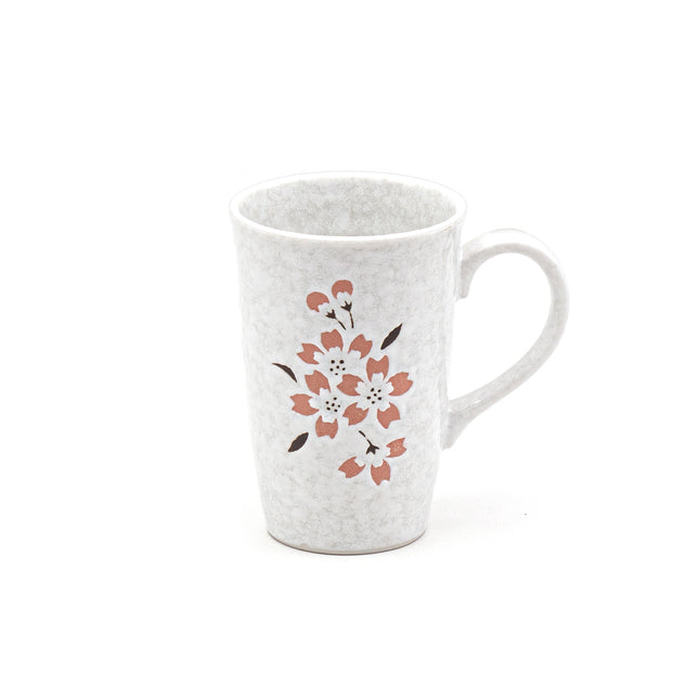 White Ceramic Mug with Delicate Pink Cherry Blossom Design