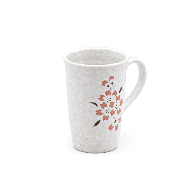 White Ceramic Mug with Delicate Pink Cherry Blossom Design